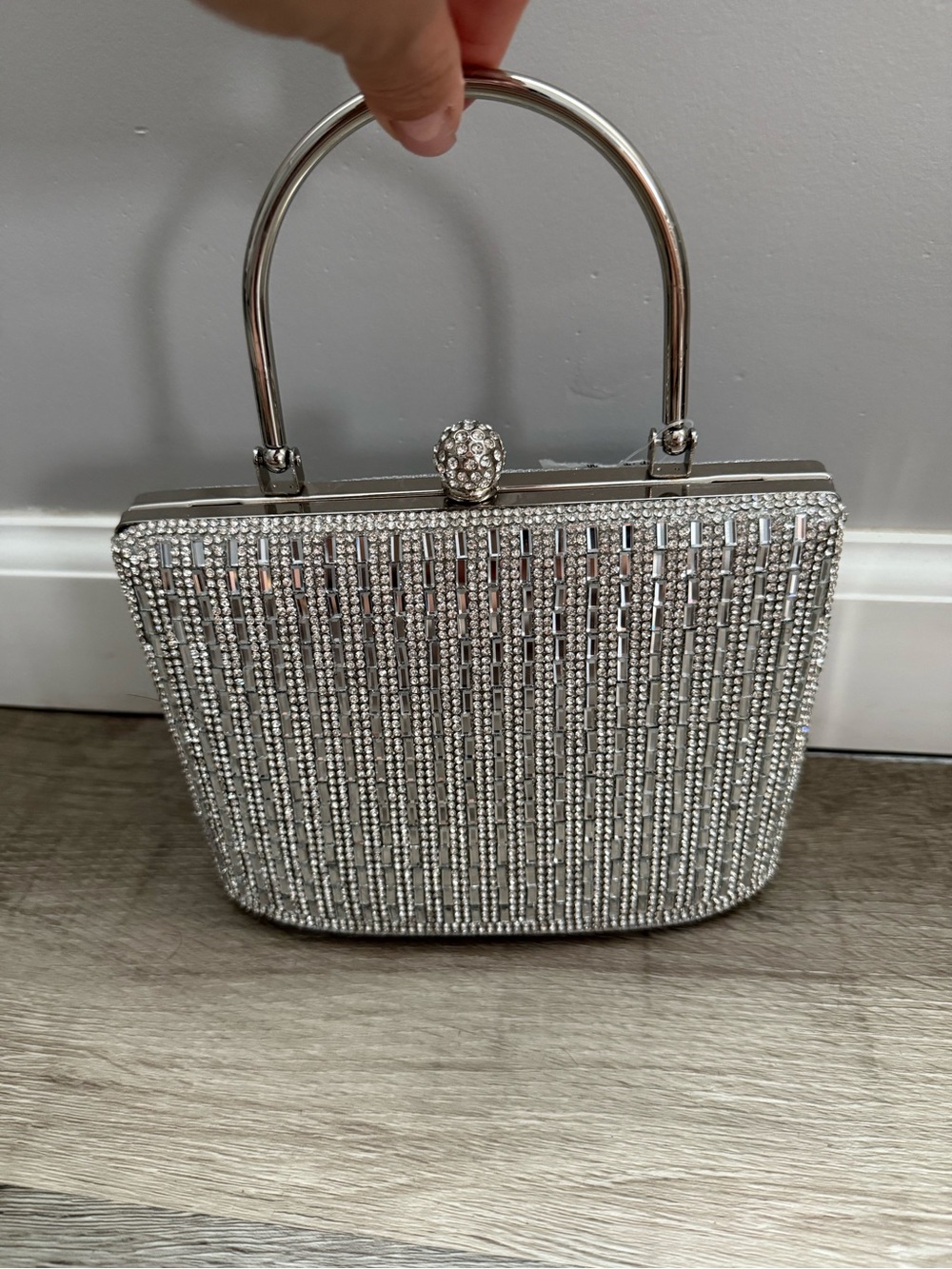 Othr Silver Crystal-Embellished Top Handle Clutch
